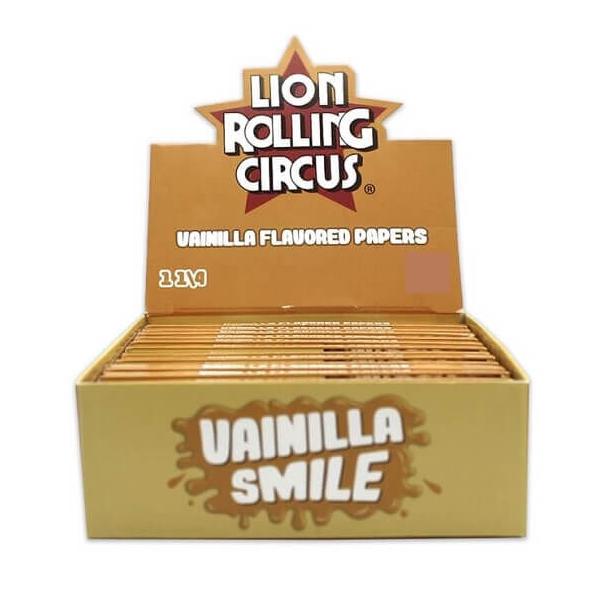 LION ROLLING CIRCUS PAPEL SABOR VAINILLA SMILE 1 1/4 (25UD/DISPLAY-33PAPELES/LIBRILLO)