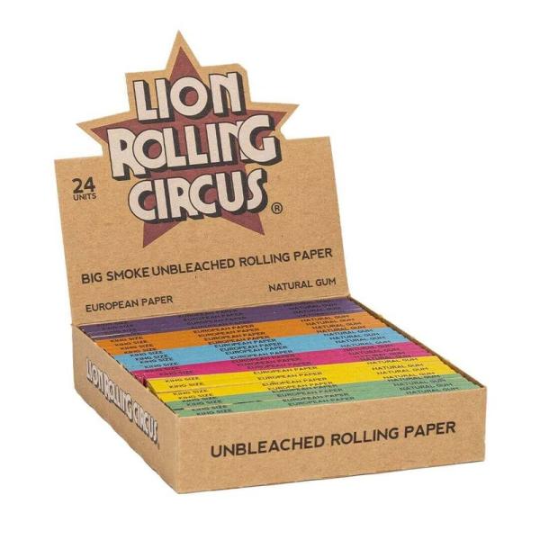 LION ROLLING CIRCUS PAPEL UNBLEACHED BROWN KING SIZE (24UD/DISPLAY-33PAPEL/LIBRILLO)