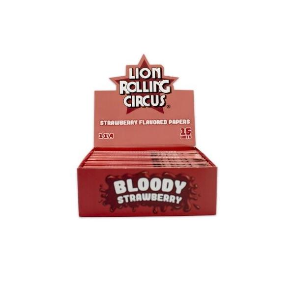 LION ROLLING CIRCUS PAPEL SABOR BLOODY STRAWBERRY 1 1/4 (15UD/DISPLAY-33PAPELES/LIBRILLO)